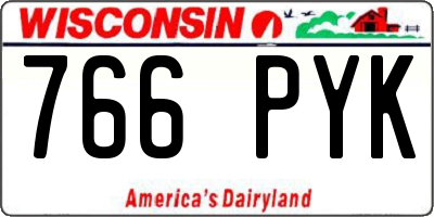 WI license plate 766PYK
