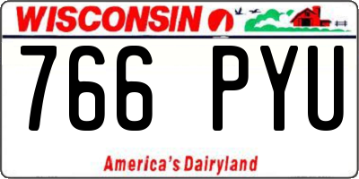 WI license plate 766PYU