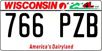 WI license plate 766PZB