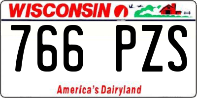 WI license plate 766PZS