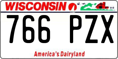 WI license plate 766PZX