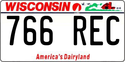WI license plate 766REC