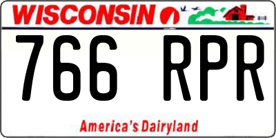 WI license plate 766RPR