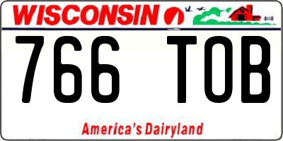WI license plate 766TOB