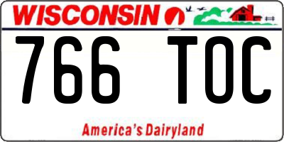 WI license plate 766TOC