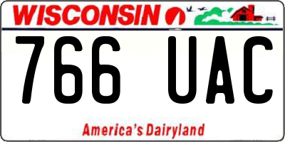 WI license plate 766UAC