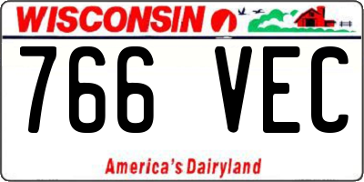 WI license plate 766VEC