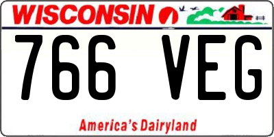 WI license plate 766VEG