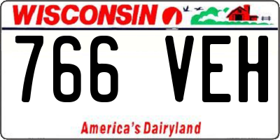 WI license plate 766VEH