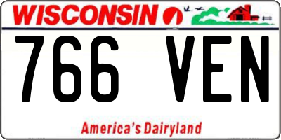 WI license plate 766VEN