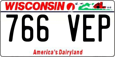 WI license plate 766VEP