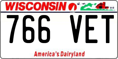 WI license plate 766VET
