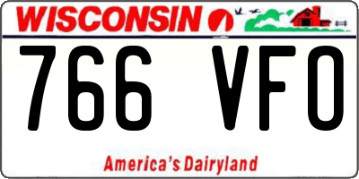WI license plate 766VFO