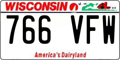 WI license plate 766VFW
