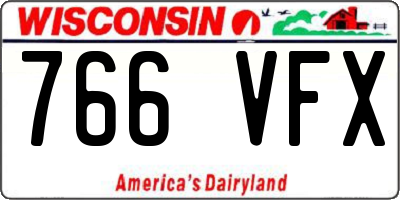 WI license plate 766VFX