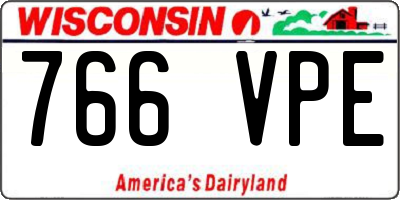 WI license plate 766VPE