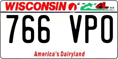 WI license plate 766VPO