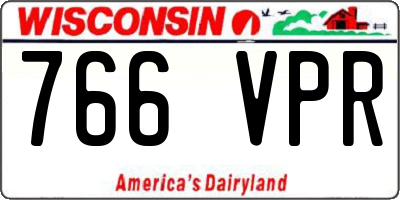 WI license plate 766VPR