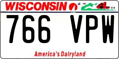 WI license plate 766VPW