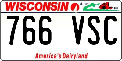 WI license plate 766VSC