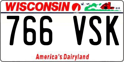 WI license plate 766VSK