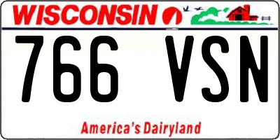 WI license plate 766VSN