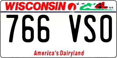 WI license plate 766VSO