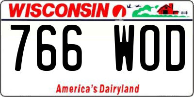 WI license plate 766WOD