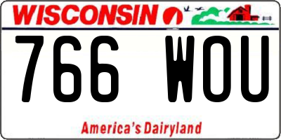 WI license plate 766WOU