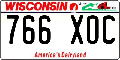 WI license plate 766XOC