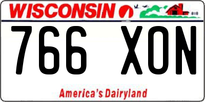 WI license plate 766XON