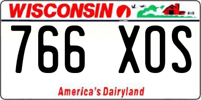 WI license plate 766XOS