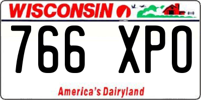 WI license plate 766XPO
