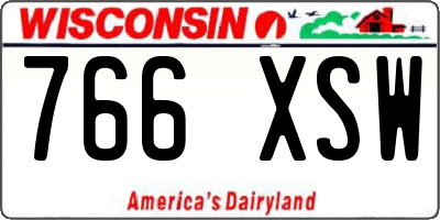 WI license plate 766XSW