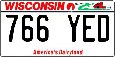 WI license plate 766YED