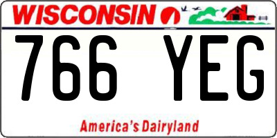 WI license plate 766YEG