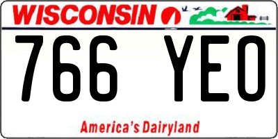 WI license plate 766YEO