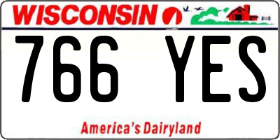 WI license plate 766YES