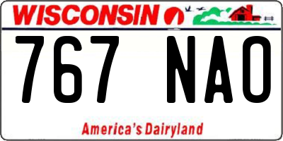 WI license plate 767NAO