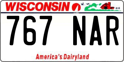 WI license plate 767NAR