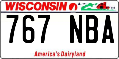 WI license plate 767NBA