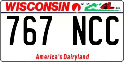 WI license plate 767NCC