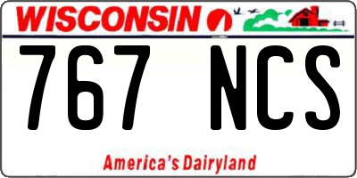 WI license plate 767NCS