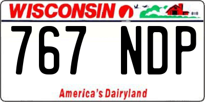 WI license plate 767NDP