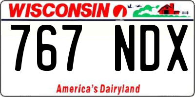 WI license plate 767NDX