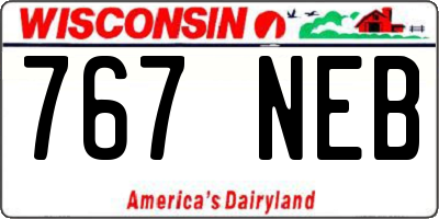 WI license plate 767NEB