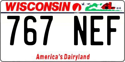 WI license plate 767NEF