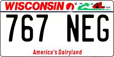 WI license plate 767NEG