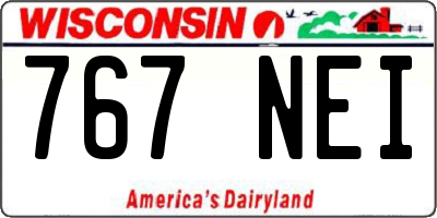 WI license plate 767NEI