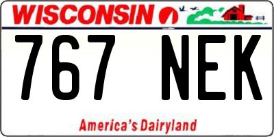 WI license plate 767NEK